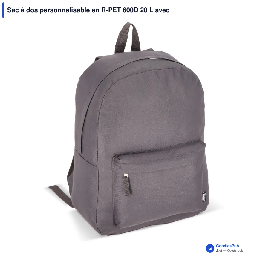 Sac à dos personnalisable en R-PET 600D 20 L avec logo - Neuf coloris - Image 3