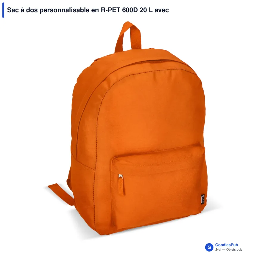 Sac à dos personnalisable en R-PET 600D 20 L avec logo - Neuf coloris - Image 6