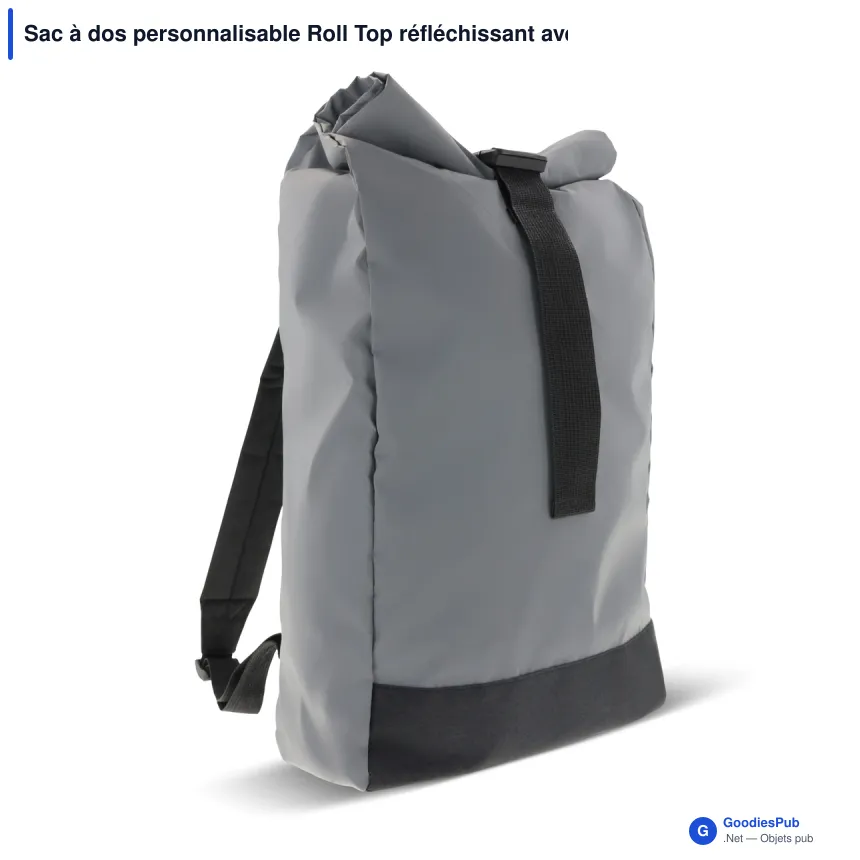 Sac à dos personnalisable Roll Top réfléchissant avec logo - 26 x 13 x 50 cm - Image 2