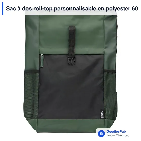 Sac à dos roll-top personnalisable en polyester 600D avec logo - Image 2