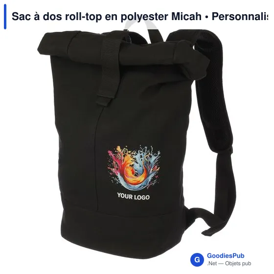 Sac à dos roll-top personnalisable en polyester Micah avec logo - Image 2