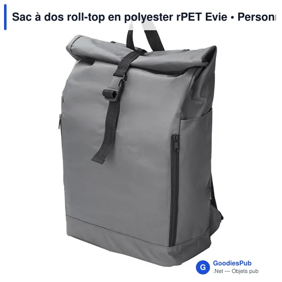 Sac à dos roll-top personnalisable en polyester rPET Evie avec logo - Image 2