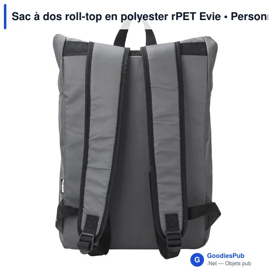 Sac à dos roll-top personnalisable en polyester rPET Evie avec logo - Image 3