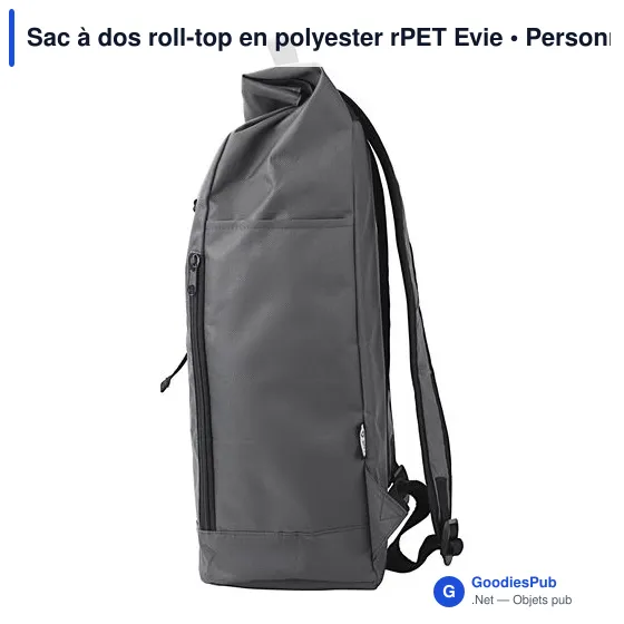 Sac à dos roll-top personnalisable en polyester rPET Evie avec logo - Image 4