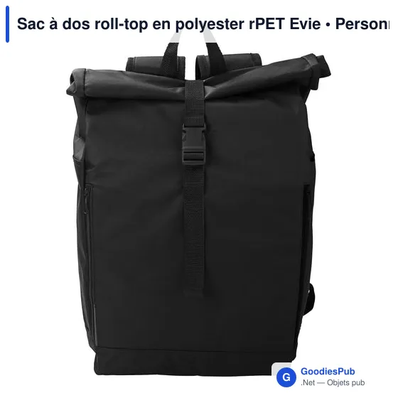 Sac à dos roll-top personnalisable en polyester rPET Evie avec logo - Image 6