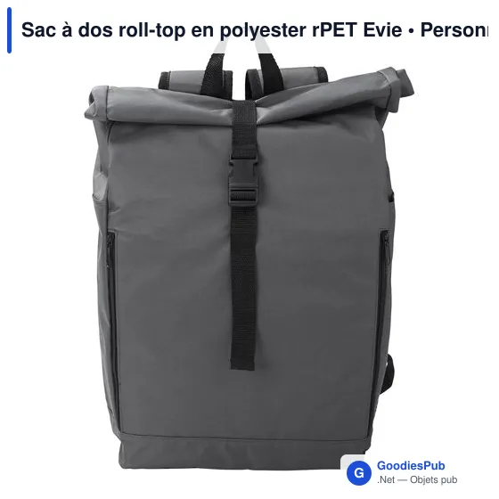 Sac à dos roll-top personnalisable en polyester rPET Evie avec logo - Image 8