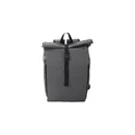 Variante gris - Sac à dos roll-top personnalisable en polyester rPET Evie avec logo