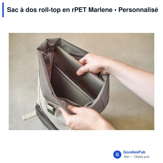 Sac à dos roll-top personnalisable en rPET avec logo - Marlene - Image 6