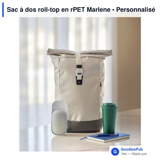 Sac à dos roll-top personnalisable en rPET avec logo - Marlene - Image 8