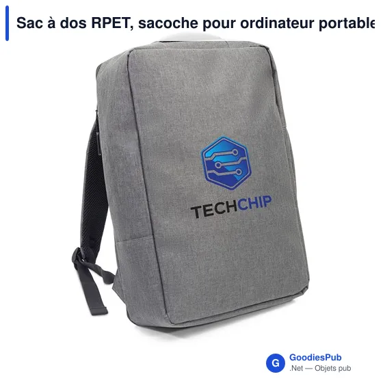Sac à dos personnalisable RPET pour ordinateur portable 15,6" - Logo - Image 1