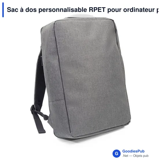 Sac à dos personnalisable RPET pour ordinateur portable 15,6" - Logo - Image 3