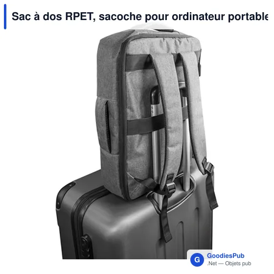 Sac à dos personnalisable RPET pour ordinateur portable 15,6" - Logo - Image 4