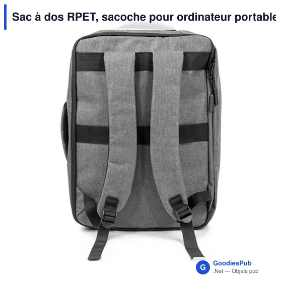 Sac à dos personnalisable RPET pour ordinateur portable 15,6" - Logo - Image 7