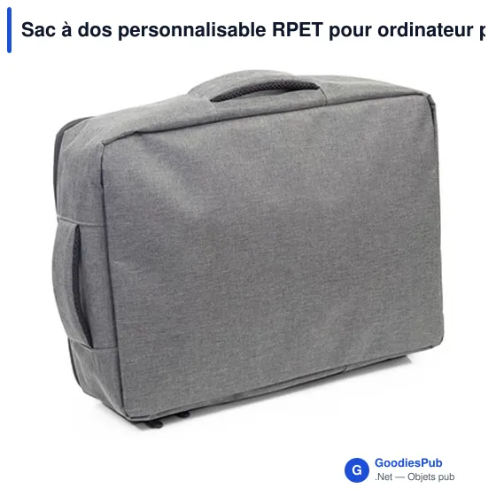 Sac à dos personnalisable RPET pour ordinateur portable 15,6" - Logo - Image 9