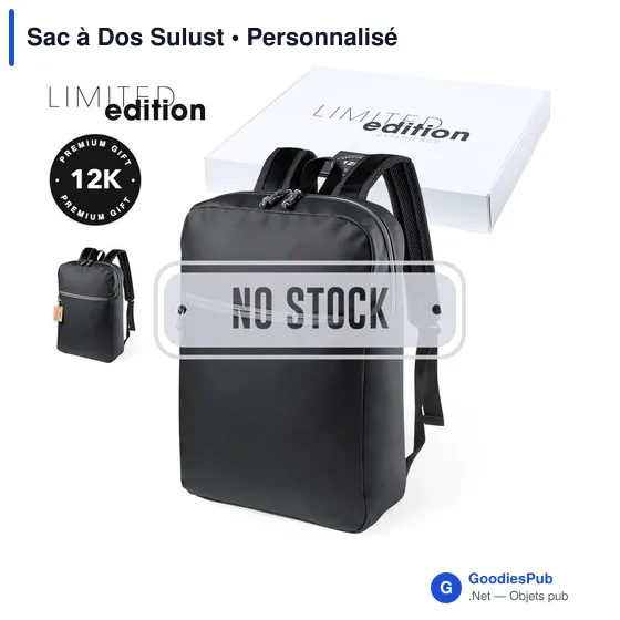 Sac à Dos Sulust personnalisable avec logo entreprise en polyester noir - Image 1