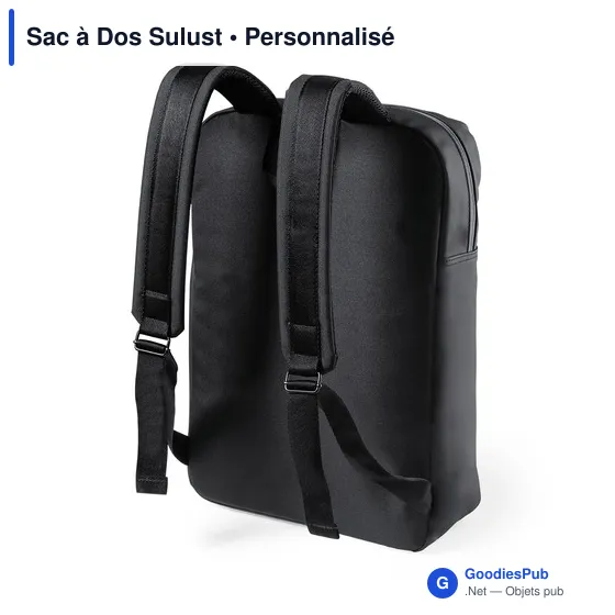 Sac à Dos Sulust personnalisable avec logo entreprise en polyester noir - Image 2
