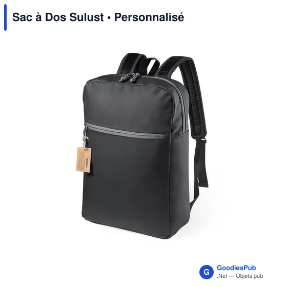 Sac à Dos Sulust personnalisable avec logo entreprise en polyester noir - Image 4