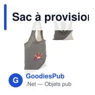 Sac à provisions personnalisable en coton recyclé OEKO-TEX® 38x42 cm avec logo - Gris - Miniature 1