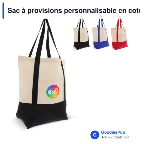 Sac à provisions personnalisable en coton OEKO-TEX® 40x10x35 cm avec logo - Trois coloris
