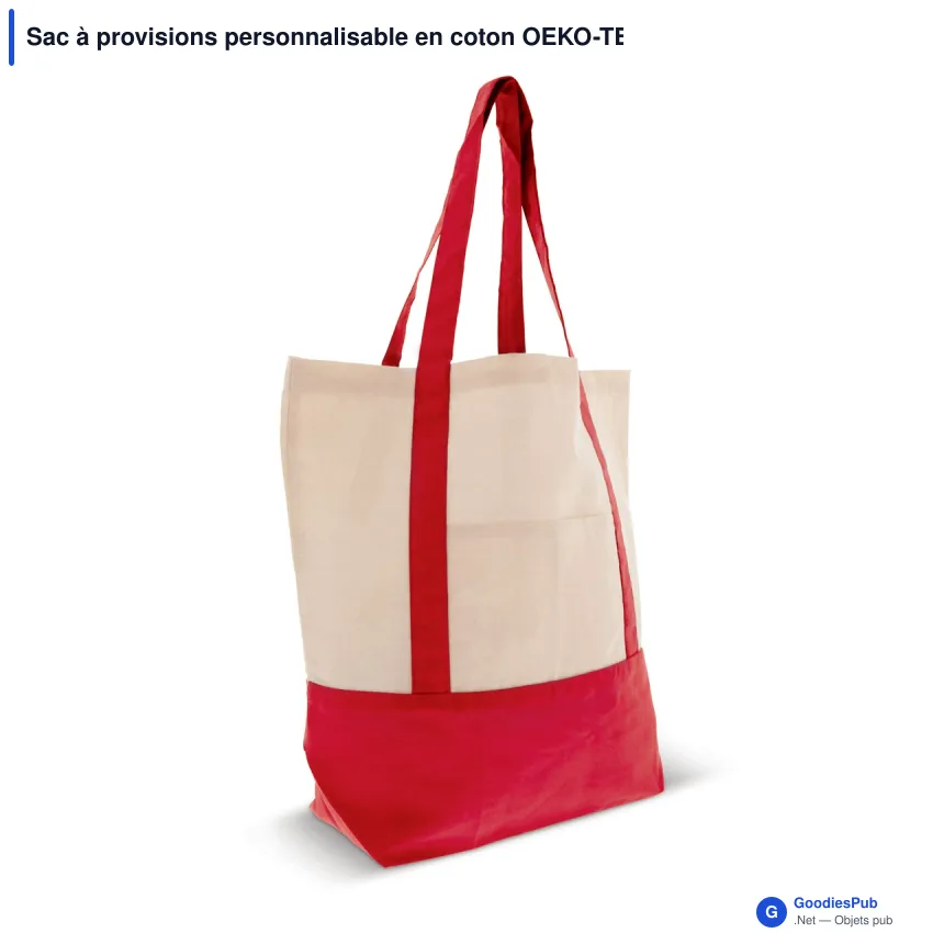Sac à provisions personnalisable en coton OEKO-TEX® 40x10x35 cm avec logo - Trois coloris - Image 3