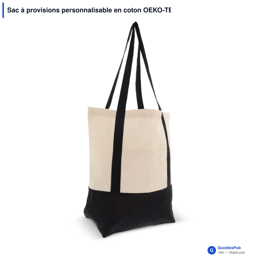Sac à provisions personnalisable en coton OEKO-TEX® 40x10x35 cm avec logo - Trois coloris - Image 4