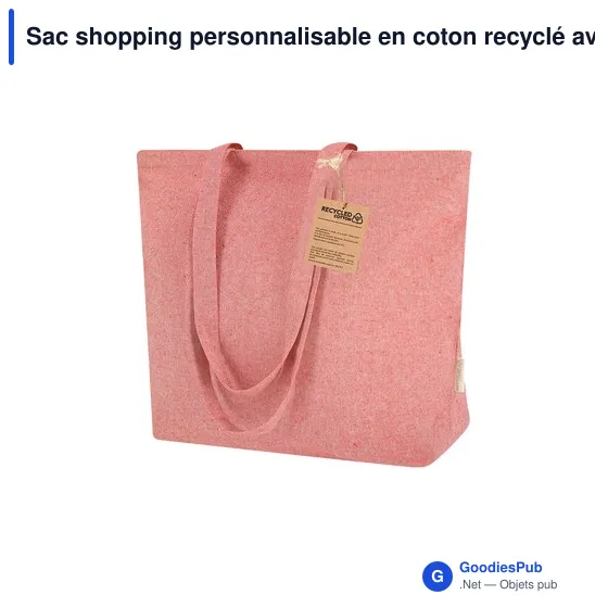 Sac shopping personnalisable en coton recyclé avec logo - Sac Arpel - Image 4