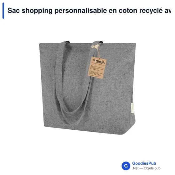 Sac shopping personnalisable en coton recyclé avec logo - Sac Arpel - Image 5