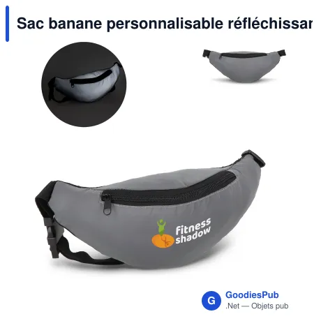 Sac banane personnalisable réfléchissant en R-PET avec logo - Zola