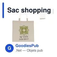 Sac shopping personnalisable anses courtes en coton OEKO-TEX® 38x42 cm avec logo - Écru - Miniature 1