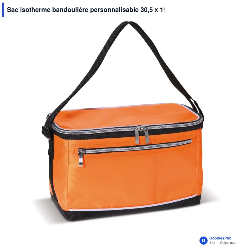 Sac isotherme bandoulière personnalisable 30,5 x 19 cm avec logo - Polyester - Image 3