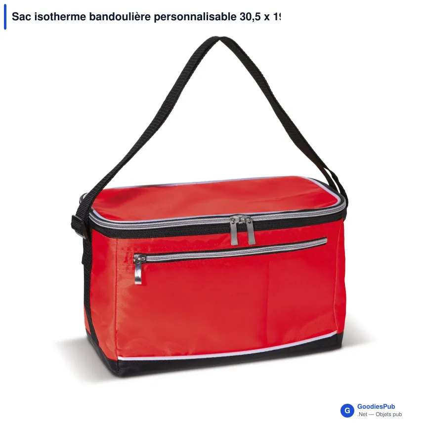 Sac isotherme bandoulière personnalisable 30,5 x 19 cm avec logo - Polyester - Image 4