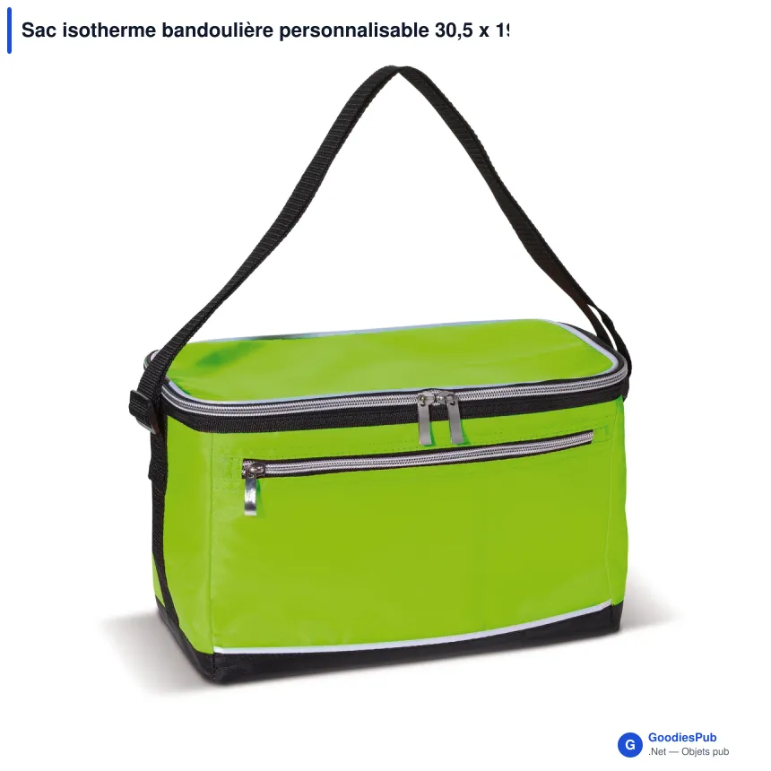 Sac isotherme bandoulière personnalisable 30,5 x 19 cm avec logo - Polyester - Image 5