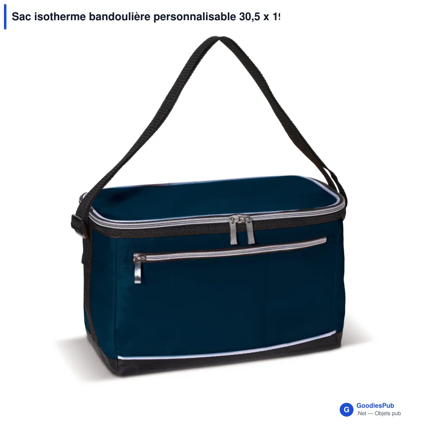 Sac isotherme bandoulière personnalisable 30,5 x 19 cm avec logo - Polyester - Image 6