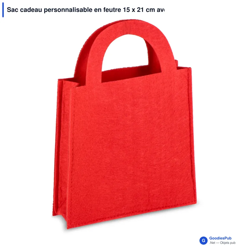 Sac cadeau personnalisable en feutre 15 x 21 cm avec logo - Petit format - Image 2