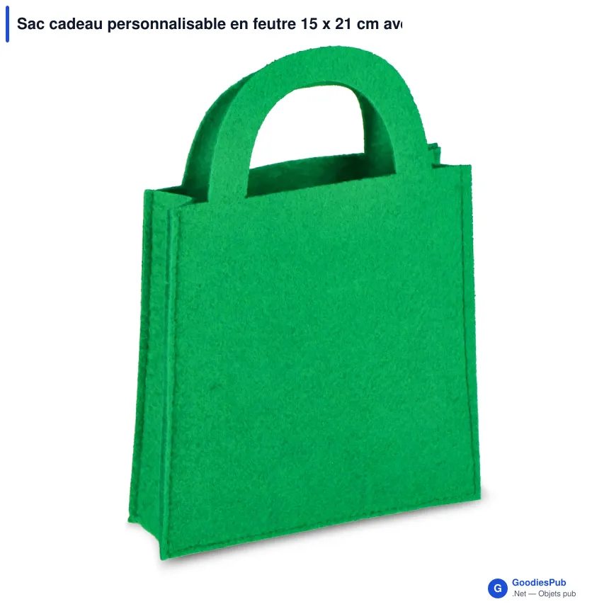 Sac cadeau personnalisable en feutre 15 x 21 cm avec logo - Petit format - Image 3