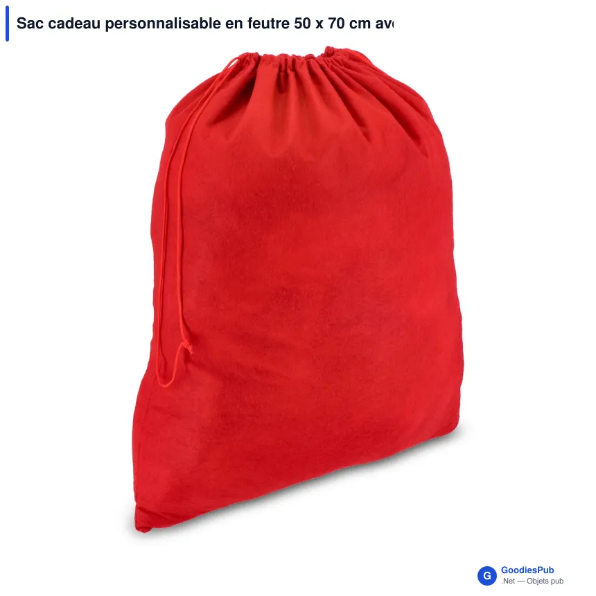 Sac cadeau personnalisable en feutre 50 x 70 cm avec logo - Rouge grand format - Image 2