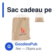 Sac cadeau personnalisable aspect jute 50 x 70 cm avec logo - Grand format - Miniature 1
