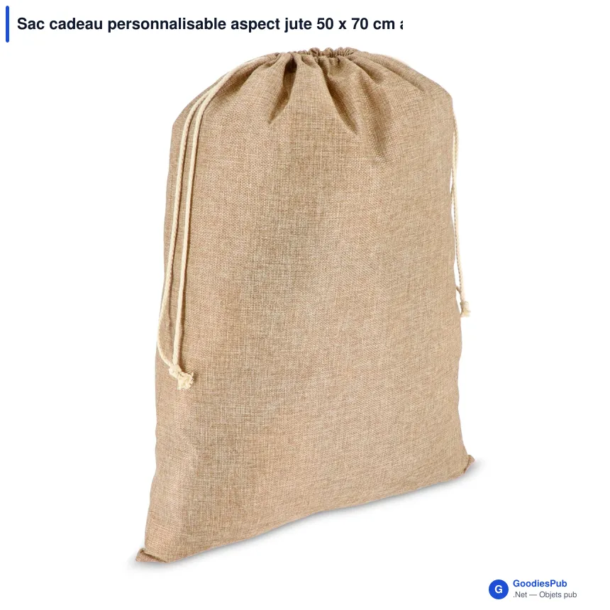 Sac cadeau personnalisable aspect jute 50 x 70 cm avec logo - Grand format - Image 2