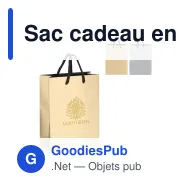 Sac cadeau en papier FSC personnalisable 18 x 24 cm avec logo - Or ou argent - Miniature 1