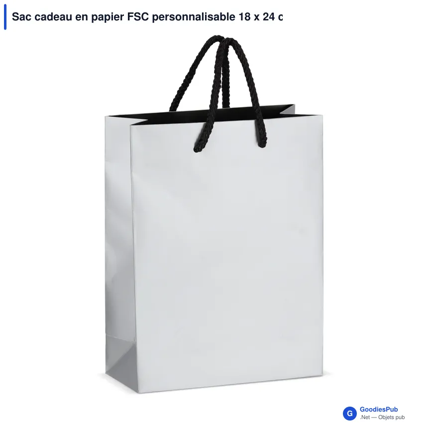 Sac cadeau en papier FSC personnalisable 18 x 24 cm avec logo - Or ou argent - Image 3