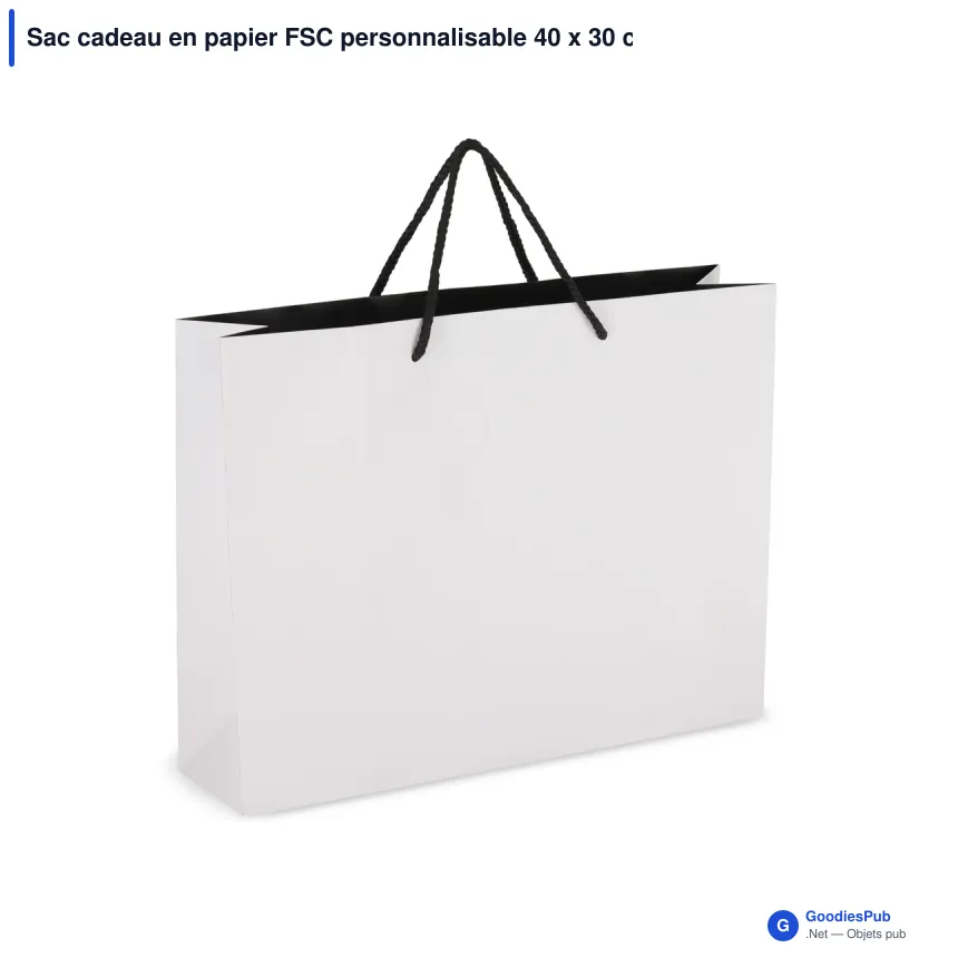 Sac cadeau en papier FSC personnalisable 40 x 30 cm avec logo - Format paysage - Image 3