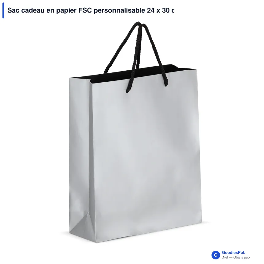 Sac cadeau en papier FSC personnalisable 24 x 30 cm avec logo - Or ou argent - Image 2