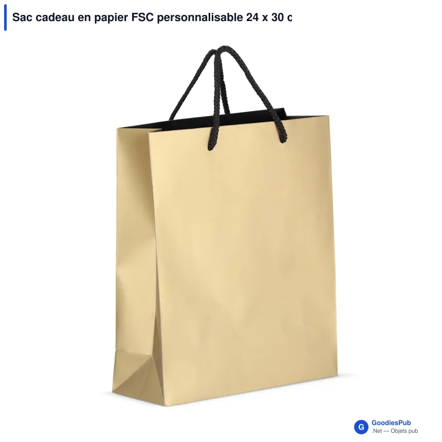 Sac cadeau en papier FSC personnalisable 24 x 30 cm avec logo - Or ou argent - Image 3
