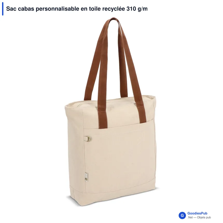 Sac cabas personnalisable en toile recyclée 310 g/m² avec logo - InSideOut Reuuz - Image 2
