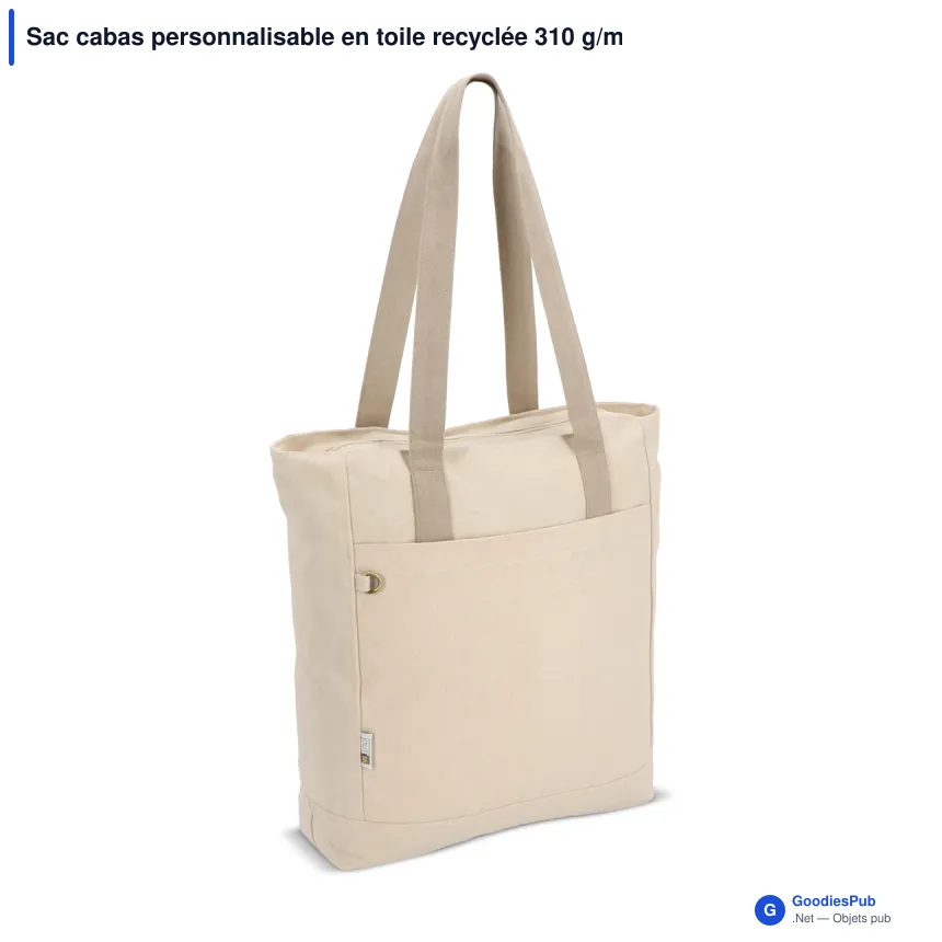 Sac cabas personnalisable en toile recyclée 310 g/m² avec logo - InSideOut Reuuz - Image 3