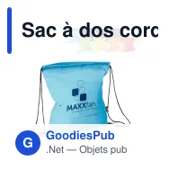 Sac à dos cordelette personnalisable en non-tissé 75 g/m² avec logo - 37 x 41 cm - Miniature 1