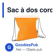 Sac à dos cordelette personnalisable en non-tissé 75 g/m² avec logo - 37 x 41 cm - Miniature 2