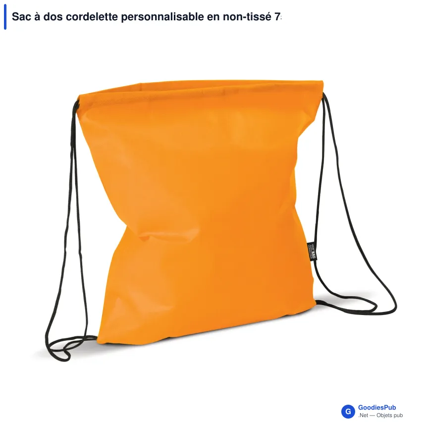 Sac à dos cordelette personnalisable en non-tissé 75 g/m² avec logo - 37 x 41 cm - Image 2