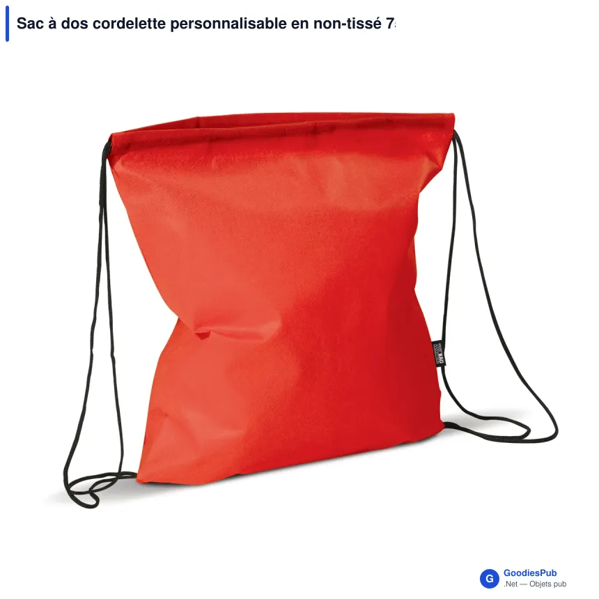 Sac à dos cordelette personnalisable en non-tissé 75 g/m² avec logo - 37 x 41 cm - Image 3