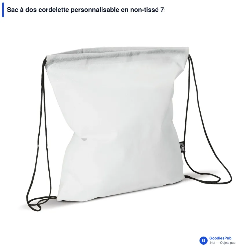 Sac à dos cordelette personnalisable en non-tissé 75 g/m² avec logo - 37 x 41 cm - Image 4